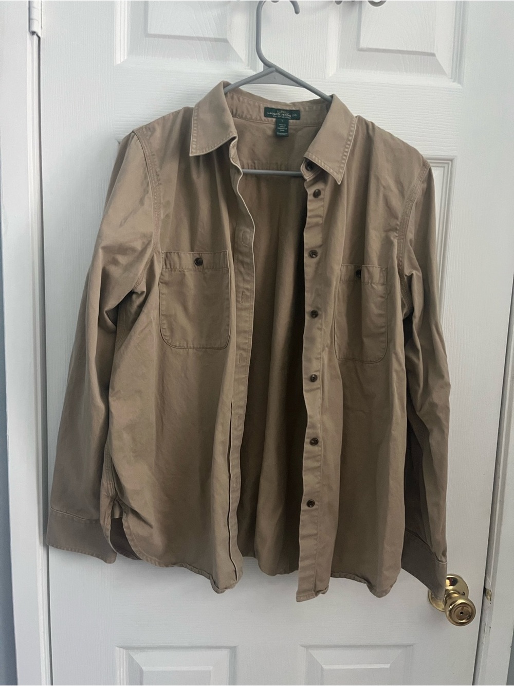 Lauren Ralph Lauren Button-Front Tan Utility Shirt
